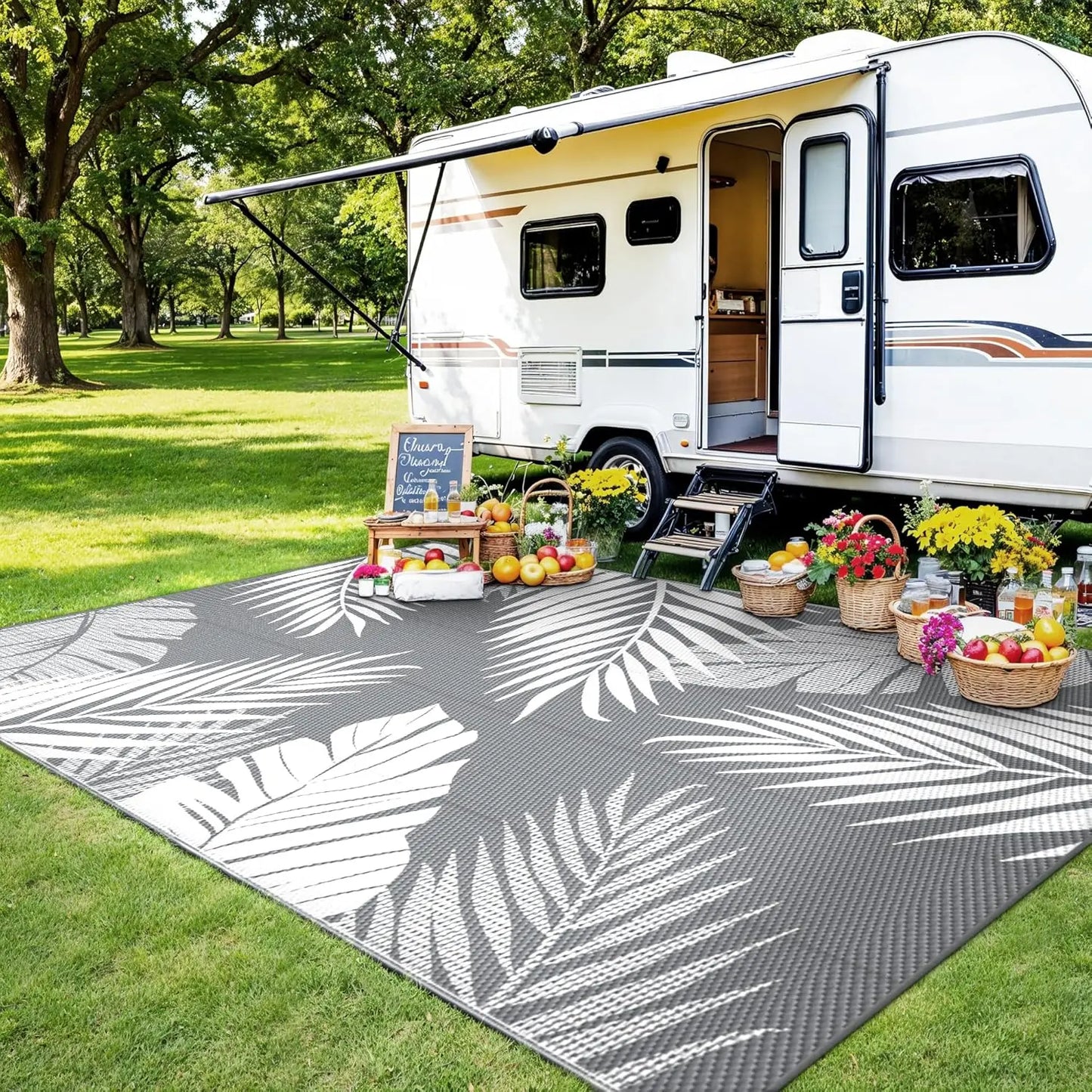 Outdoor Waterproof Reversible Rug For Patio And Camping
