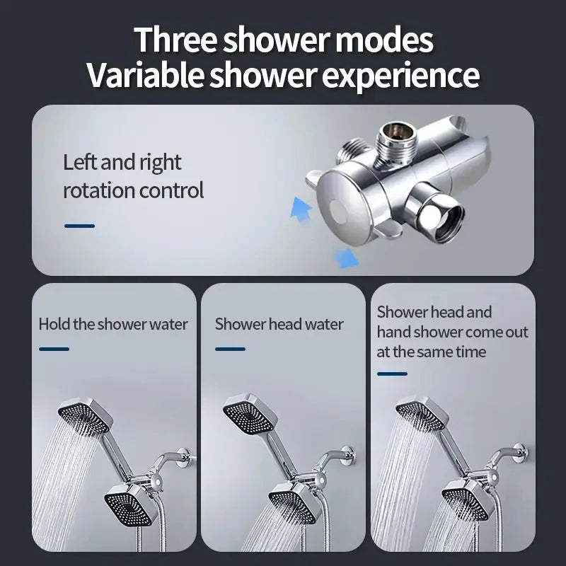 Square Shower Head Kit With Wall Bracket And ThreeWay Diverter