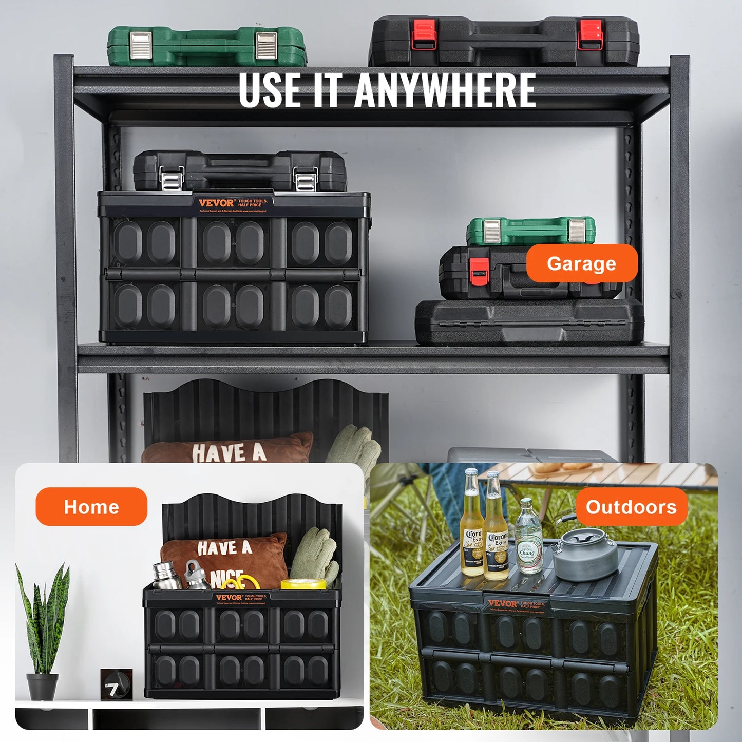 SucceBuy Set of 3 Collapsible Storage Bins with Lids