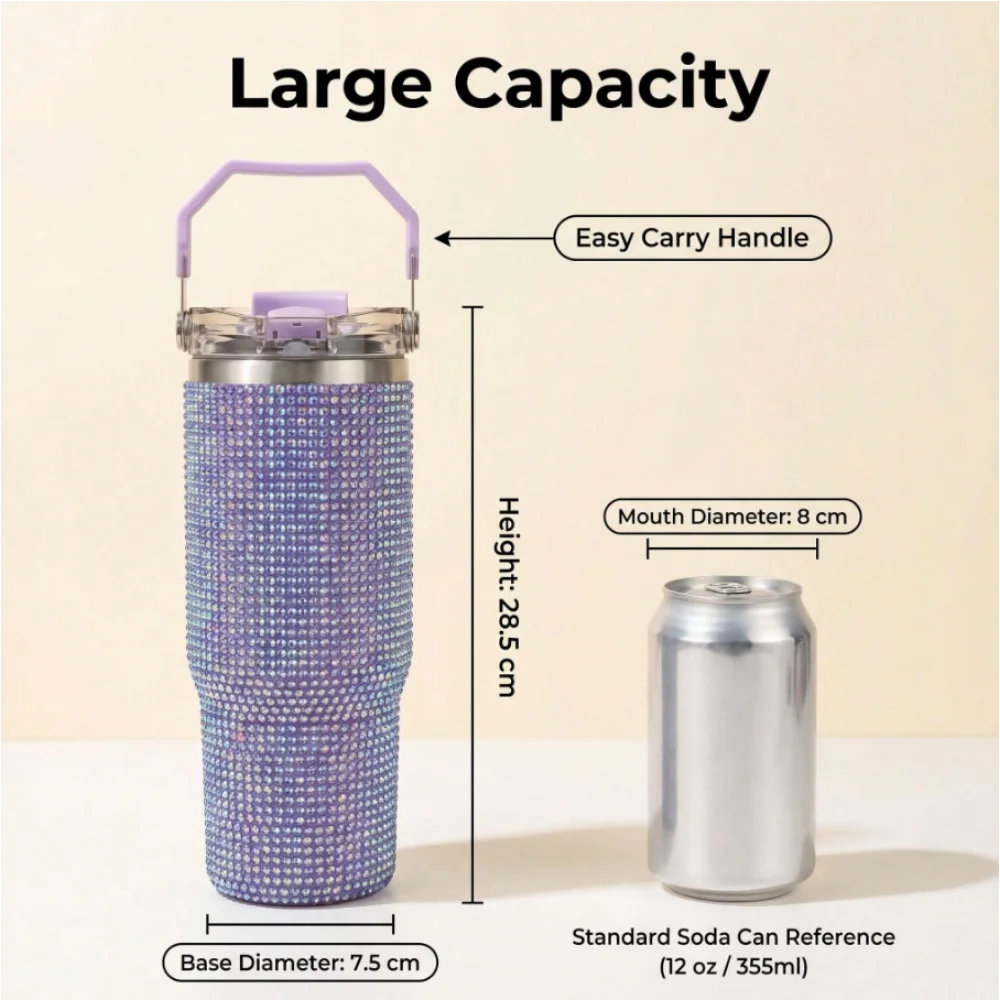 Diamond Finish Double Wall Vacuum Insulated Tumbler With Lid