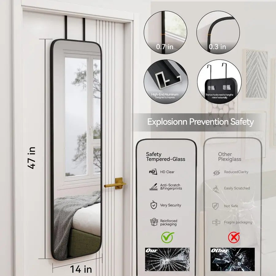 Rectangle Full Body Mirror For Door Hanging And Wall Mounting