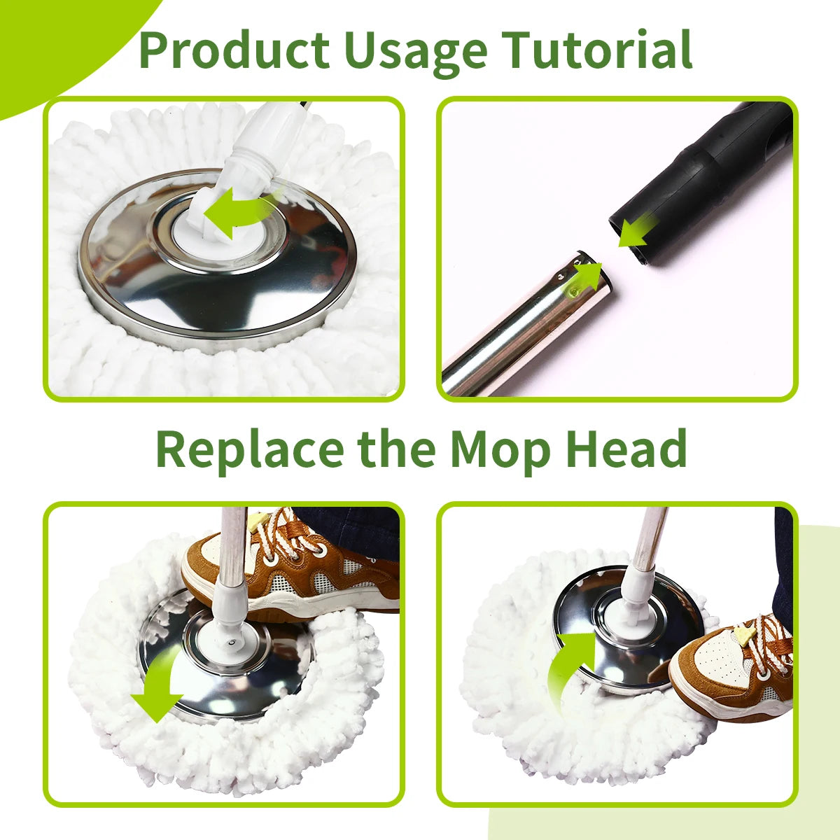 Mop Bucket Set With 360 Degree Dual Motion Spin Mop System Self Cleaning Bucket