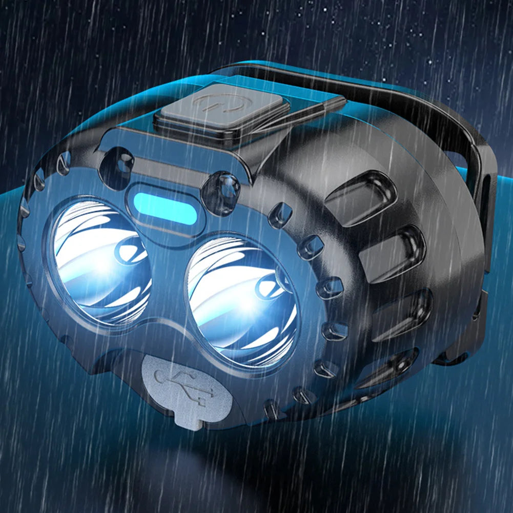 Powerful LED Headlamp With Motion Sensor Emergency Flashlight