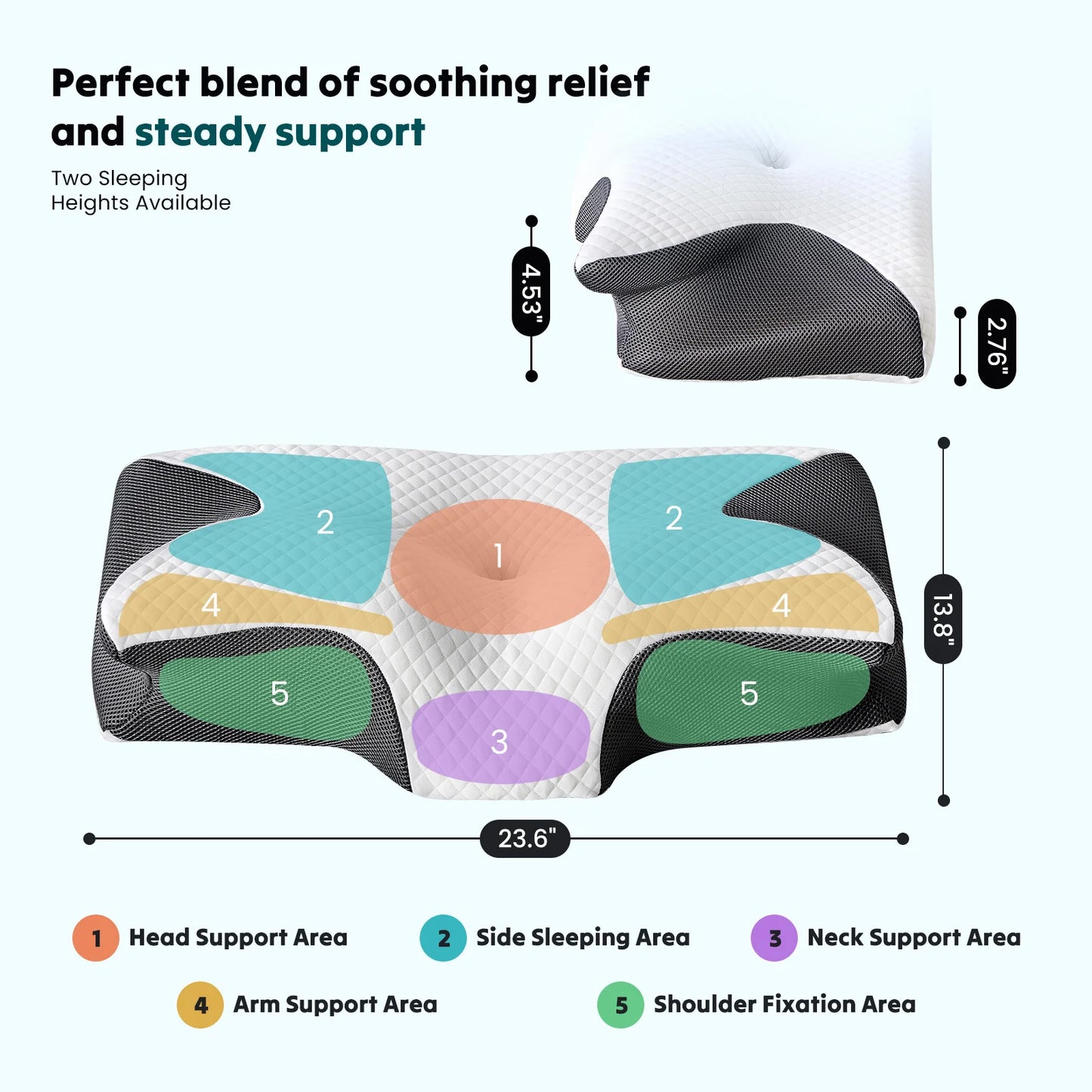 Ergonomic Cervical Neck Pillow, Memory Foam bedroom with Cooling Pillowcase sleep Contour Pillows