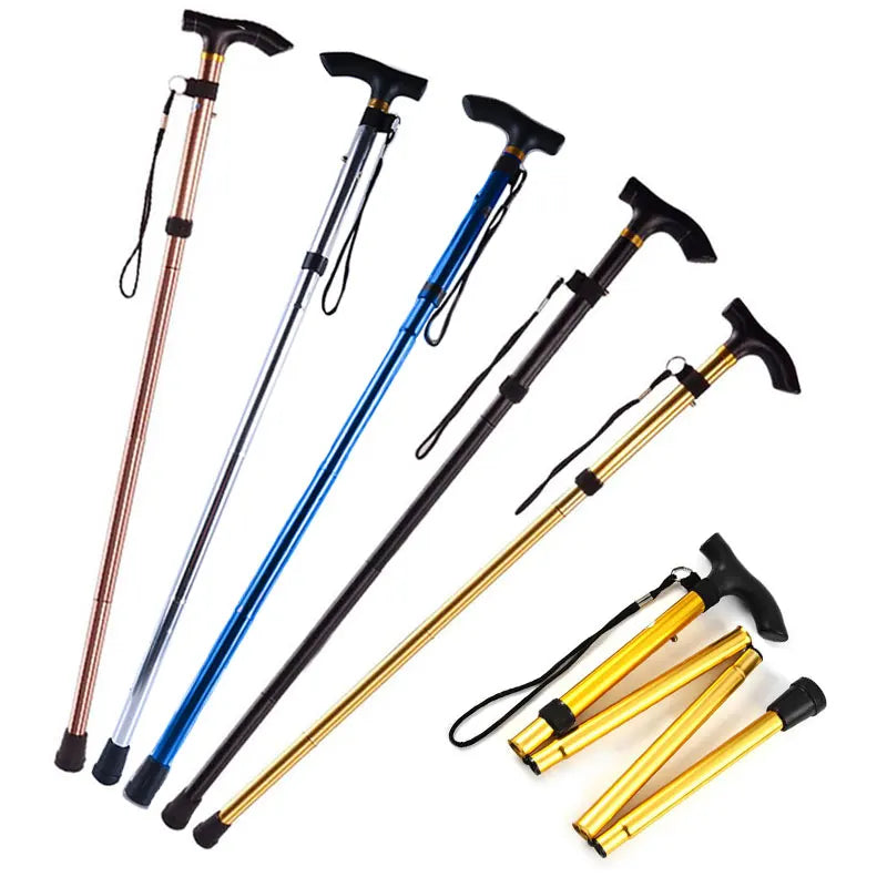 Aluminum Folding Walking Cane Trekking Poles With T Handle Outdoor
