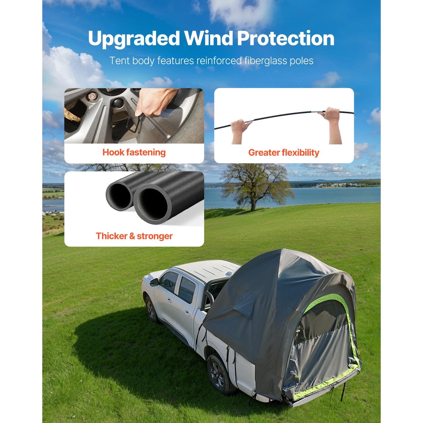 SucceBuy Pickup Truck Tent For Camping Waterproof PU2000