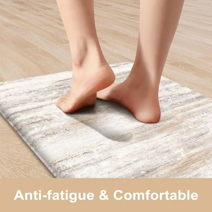 Anti Fatigue Kitchen Mats Memory Foam Cushioned 2 Piece Set