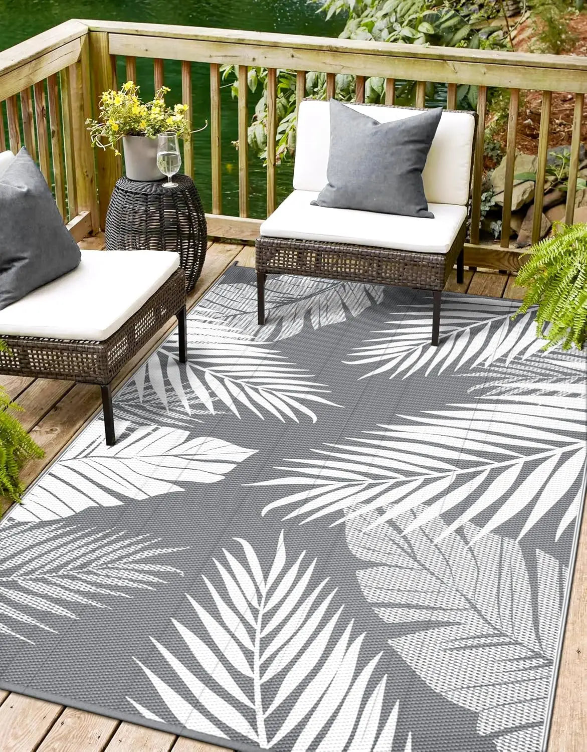 Outdoor Waterproof Reversible Rug For Patio And Camping