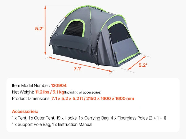 SucceBuy Pickup Truck Tent For Camping Waterproof PU2000