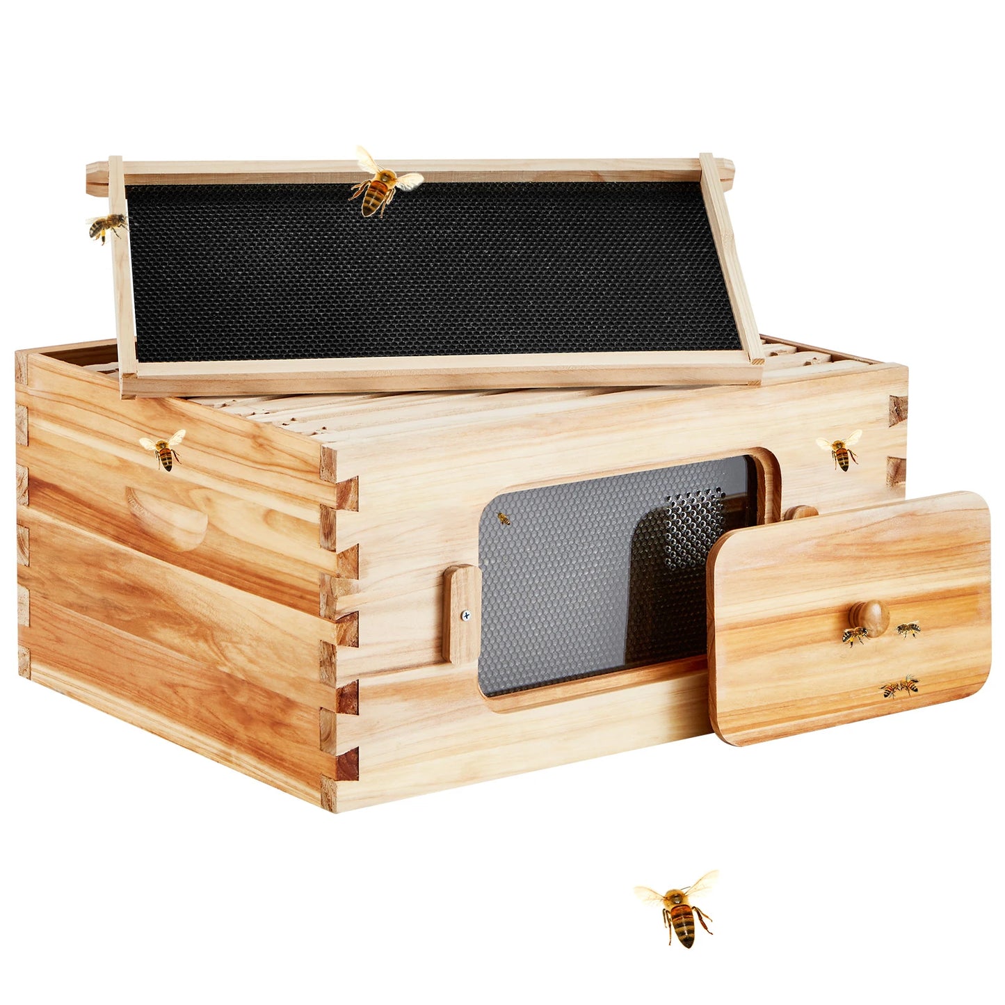 SucceBuy Cedar Langstroth Beehive Starter Kit With Acrylic Windows