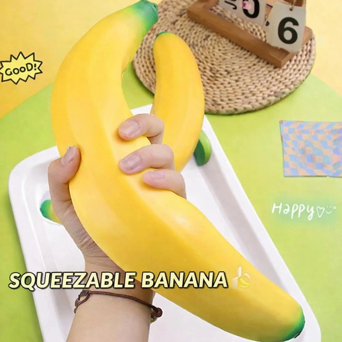 Banana Squishy Stress Relief Toy for Anxiety and Desk Decor