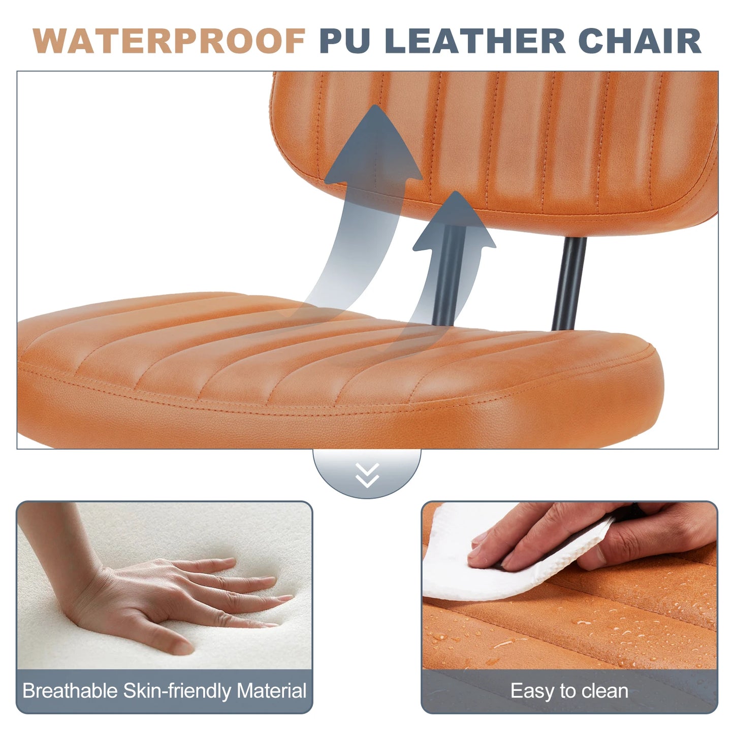 JHK Armless Office Chair With Lumbar Support Height Adjustable