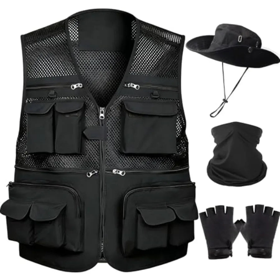 Men's Outdoor Cargo Vest With Pockets For Travel And Hiking