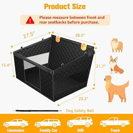 Dog Car Back Seat Extender With Mesh Windows Waterproof