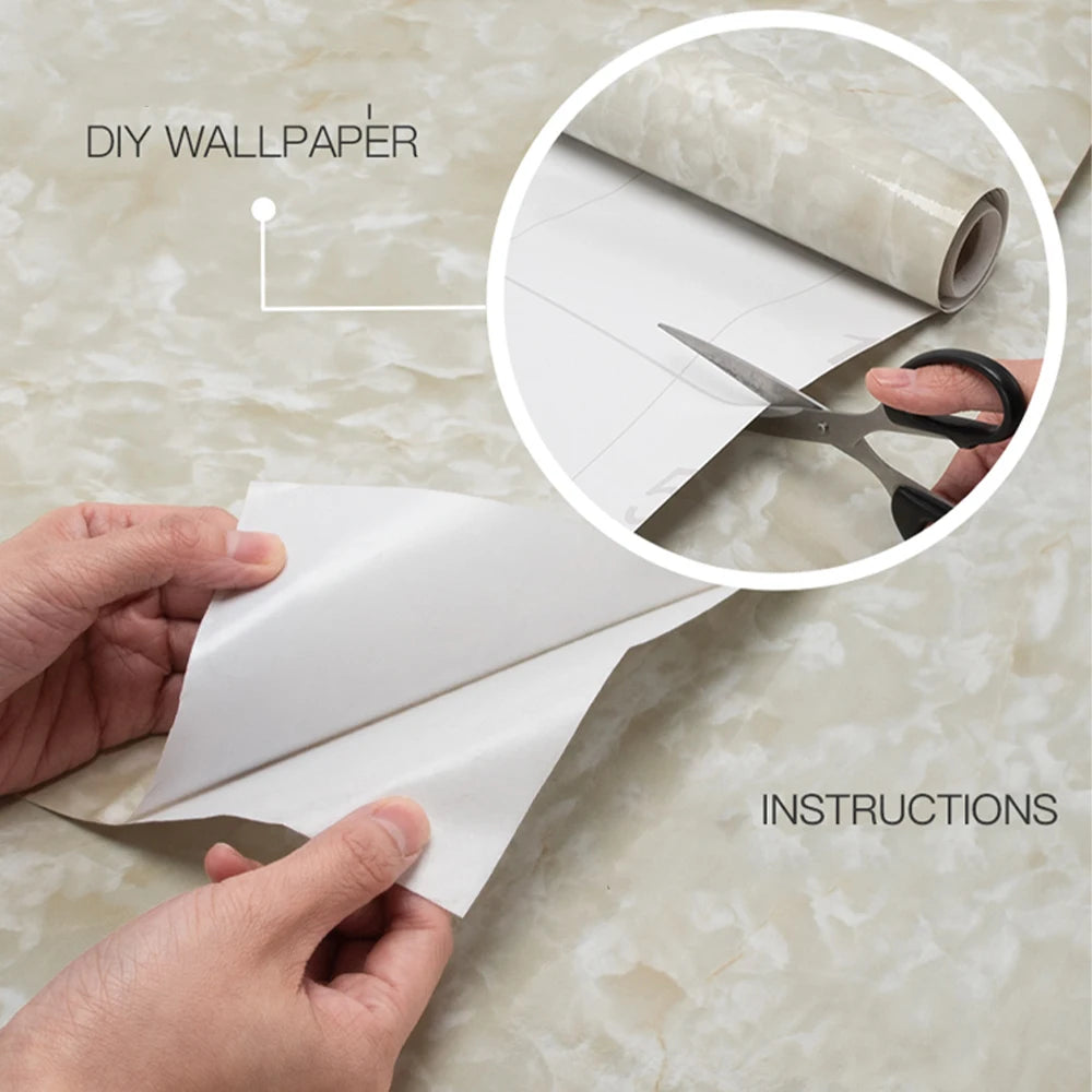 PVC Marble Kitchen Oil-Proof Self-Adhesive Wallpaper