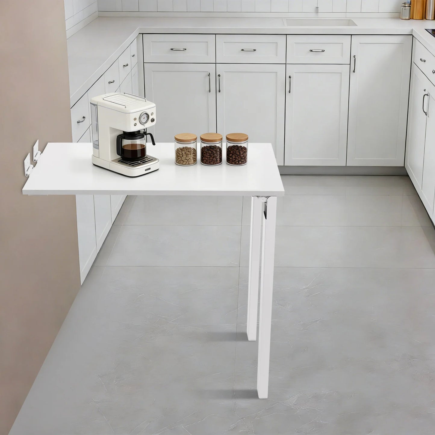 Modern L Shaped Wall Mounted Folding Dining Table Solid Wood