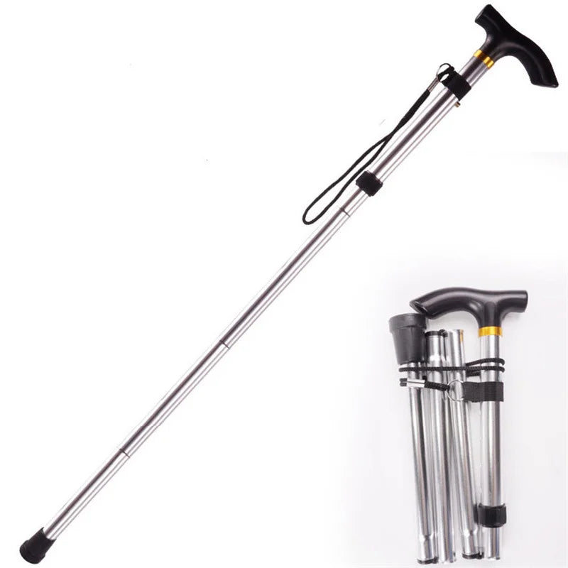Aluminum Folding Walking Cane Trekking Poles With T Handle Outdoor