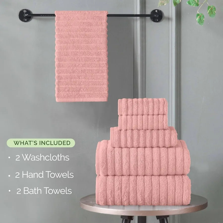 Turkish Cotton Corduroy Bath Towels Set Premium Absorbent Quick Dry