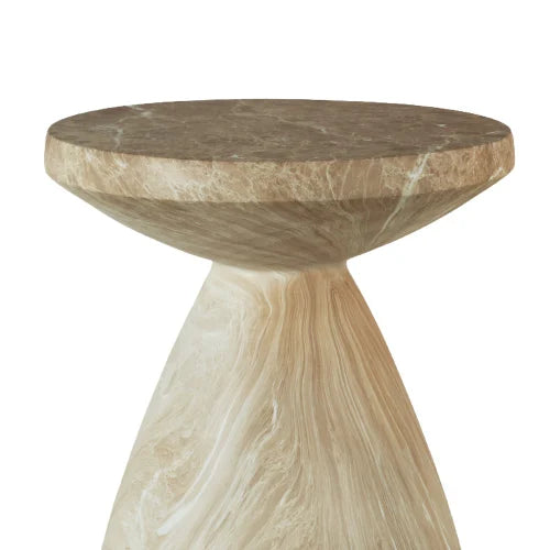 Cement Patio End Table Faux Terrazzo Modern Round Side Table