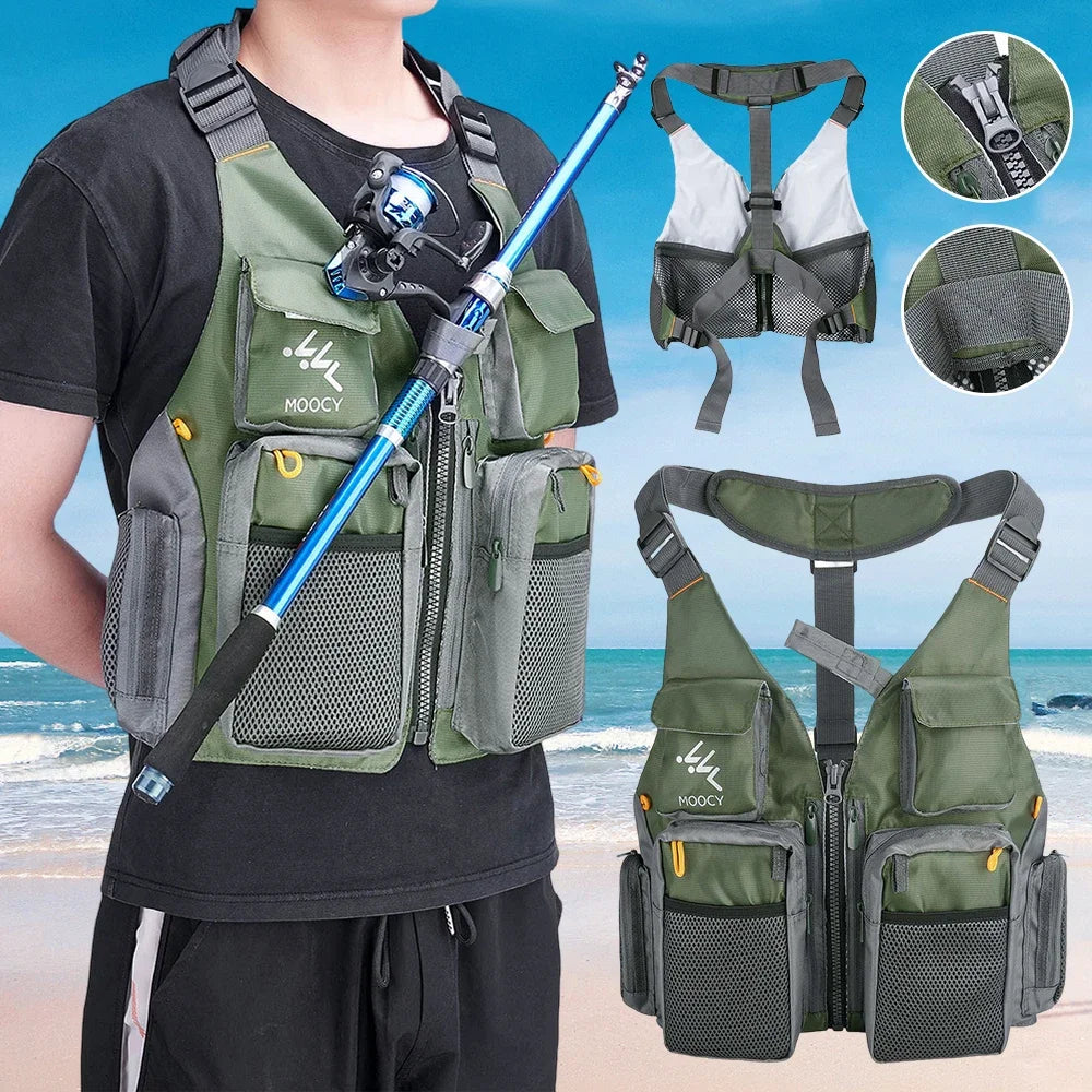 JOCESTYLE Breathable Fishing Vest With Zipper Pockets For Outdoors