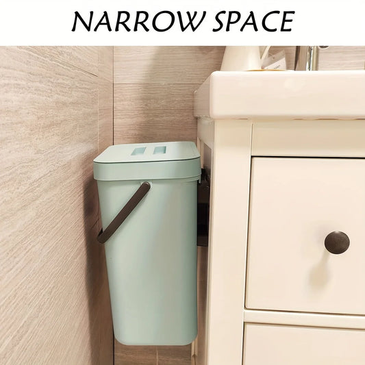 Space-Saving Quiet-Close Trash Can - 3/5L, Eco-Friendly Sealed Bin For Kitchen & Office, No Electricity Needed bathroom
