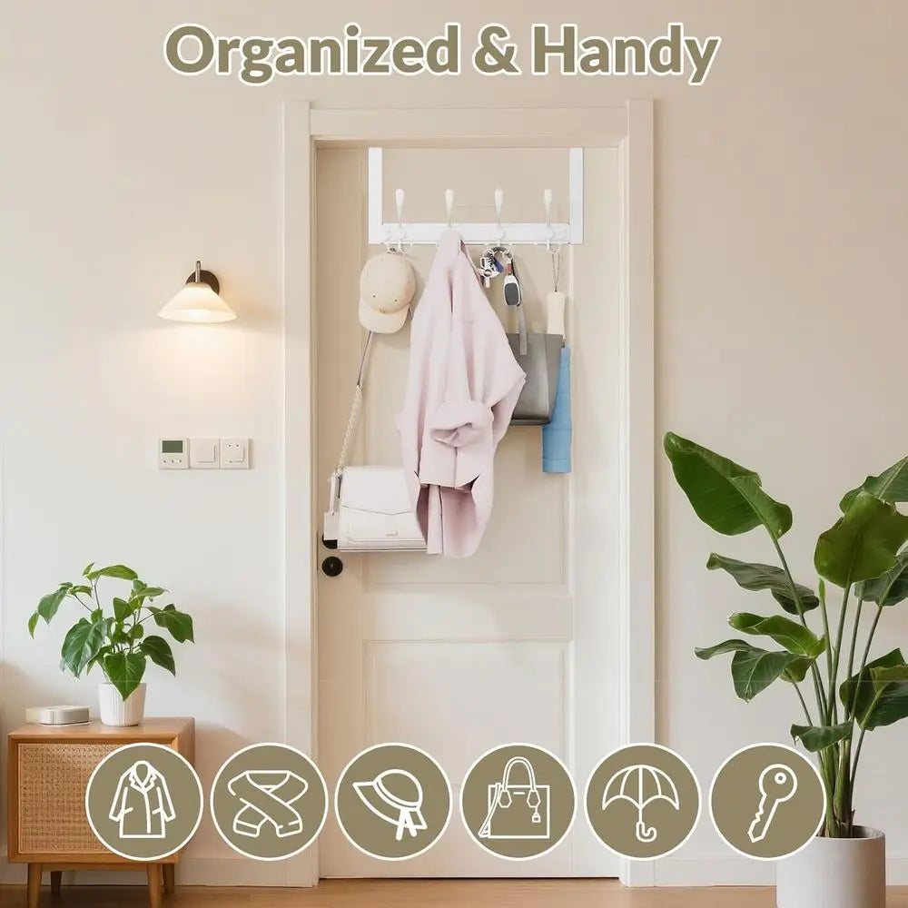 Over-the-Door Towel Rack, 25lb Capacity, Metal Finish
