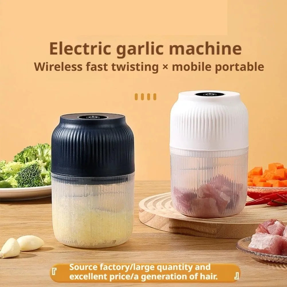 Food Crusher Portable Rechargeable Electric Garlic 6 Stainless Steel Blades Chopper for Garlic Onion Ginger Chili And Fruit Blue 4-Blade