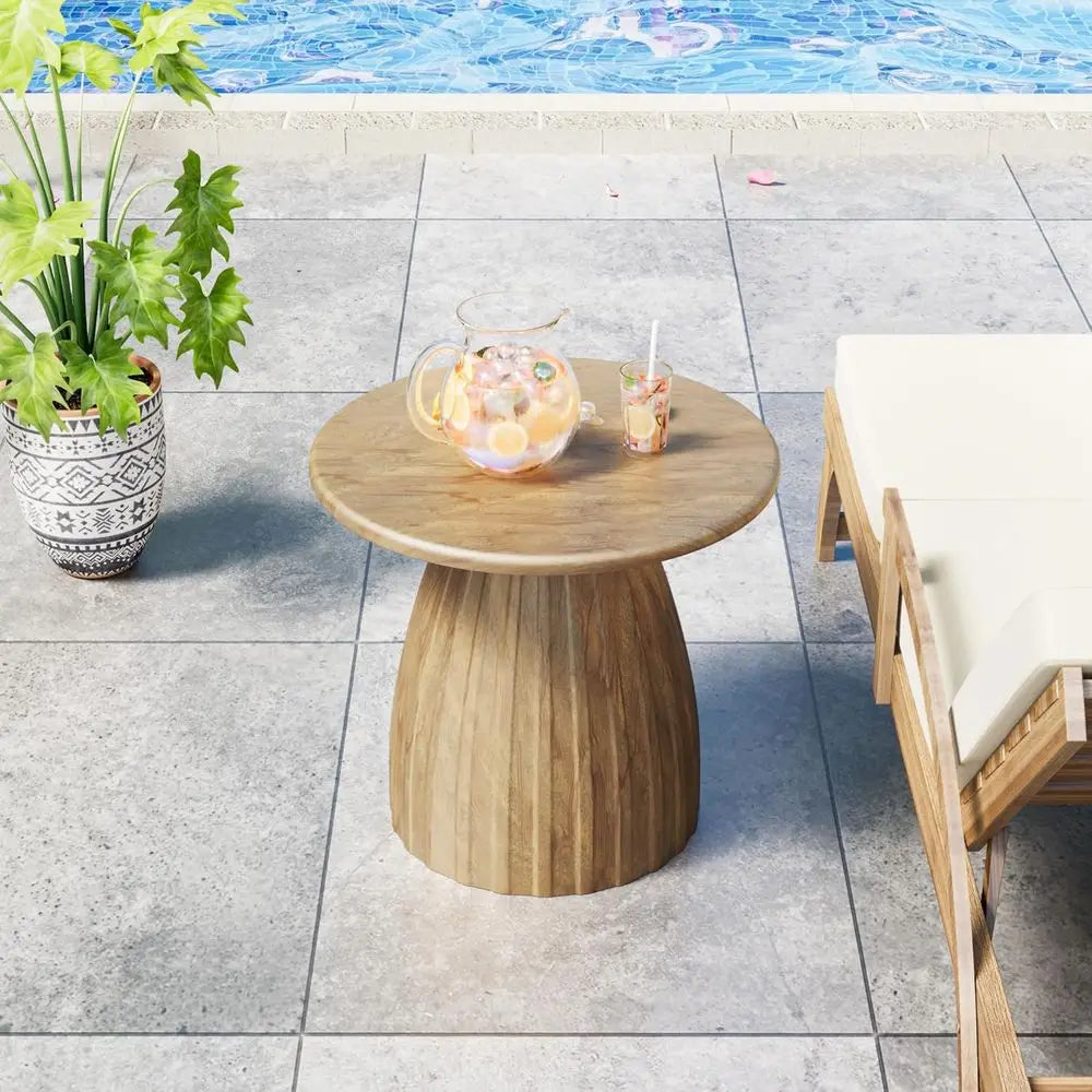 XMSJ Outdoor Round Metal Patio Side Table Weather-Resistant