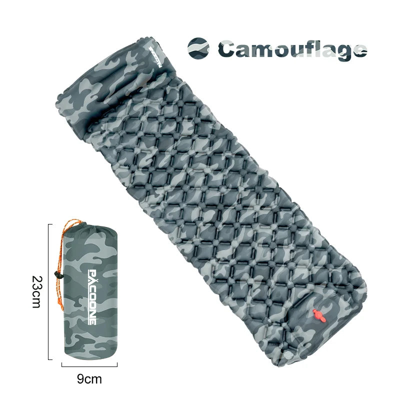 Pacoone Outdoor Sleeping Pad Camping Inflatable Mattress Built-In Pump