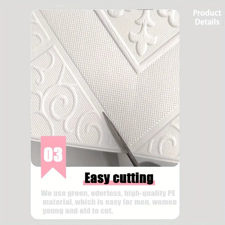 3D Ceiling Wallpaper Self Adhesive Wall Decor Foam Design Sticker