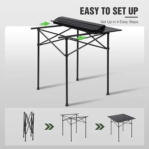 Roll Up Camping Table Foldable Lightweight Portable Outdoor Camp Table