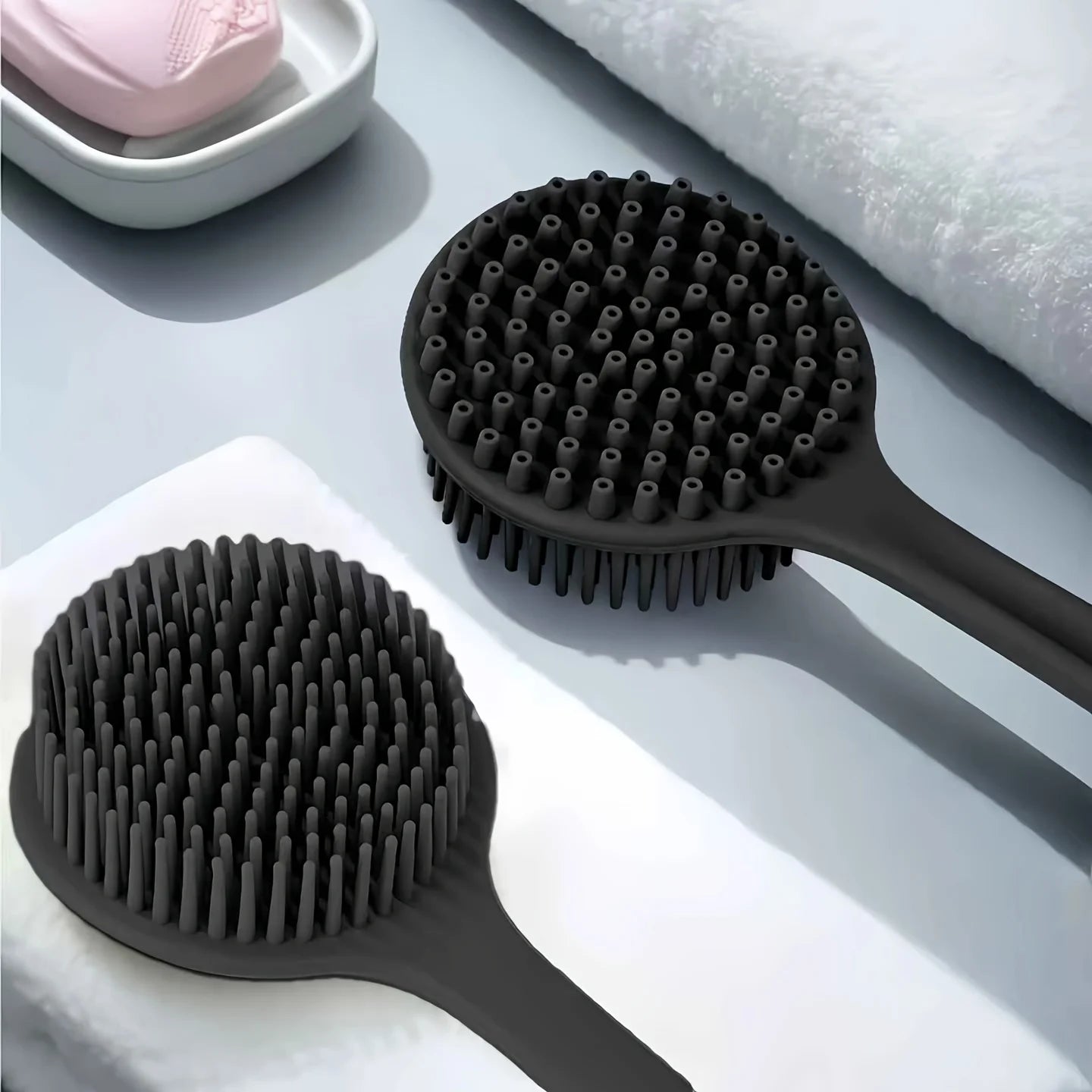 Four Piece Silicone Bath Brush Set With Soft Handles