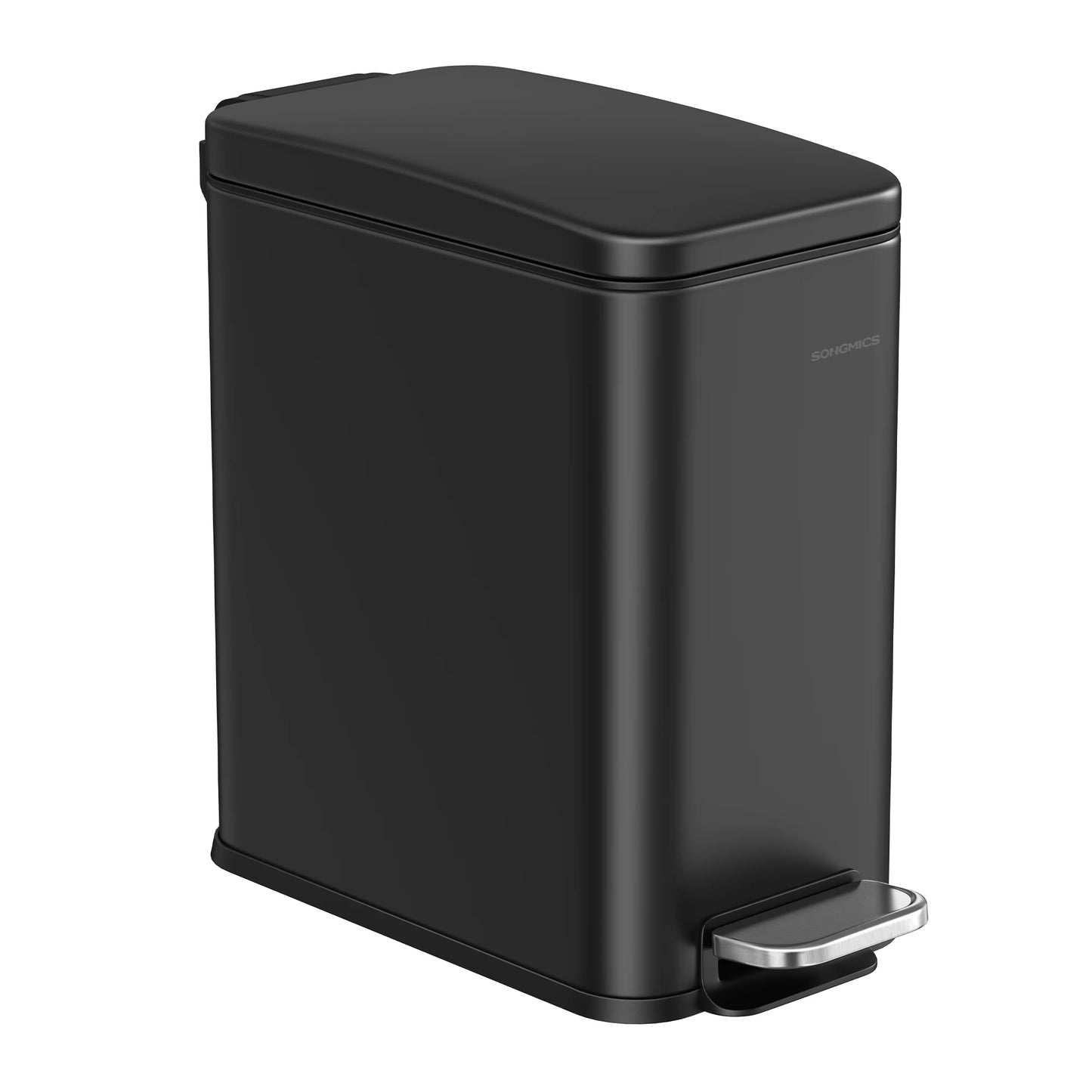 SONGMICS Slim Stainless Steel Bathroom Trash Can With Lid