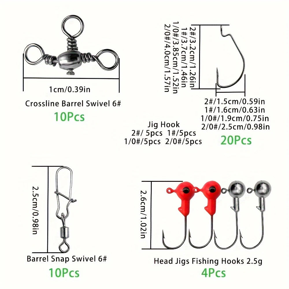 All-In-One Fishing Tackle Kit With 187 Pieces And Premium Hooks