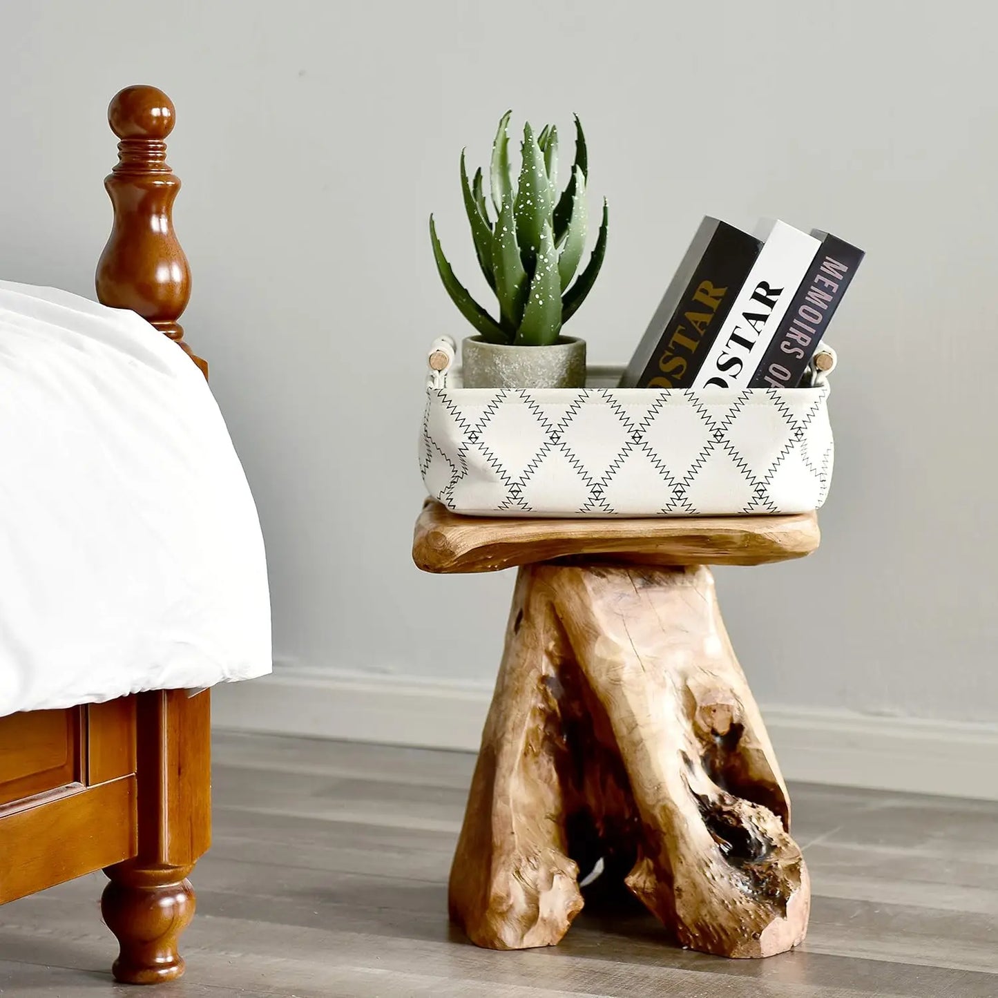 Natural Cedar End Table With Live Edge Plant Stand Nightstand
