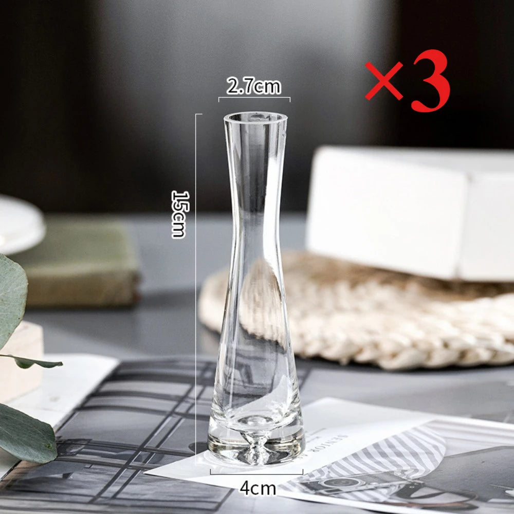 Clear Glass Slanted Mouth Vase For Modern European Home Decor