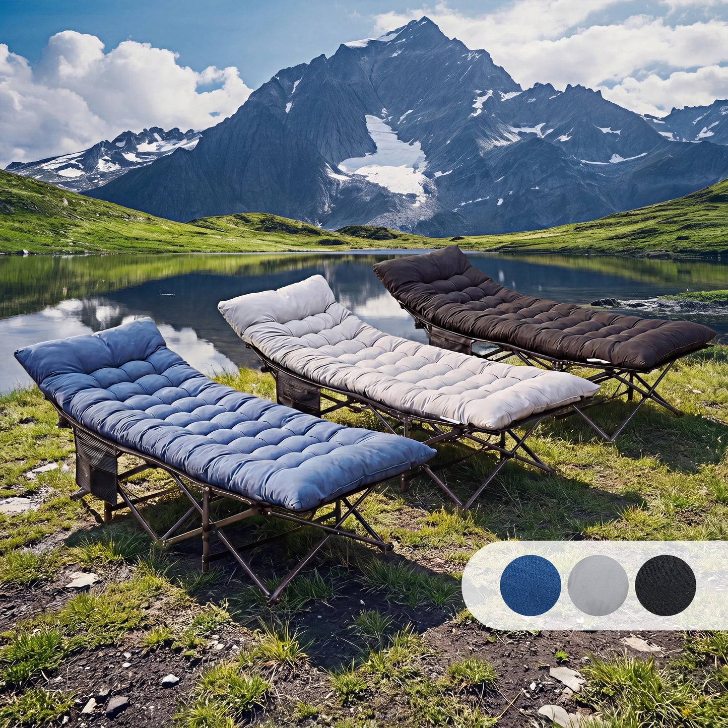 JHK Portable Folding Camping Cot With Storage For Outdoor Use