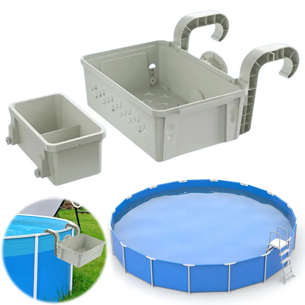 Pool Storage Basket with Cup Holders All-Around Organizer Swimming Pool Hanging Storage Basket Above Ground Pool Accessories