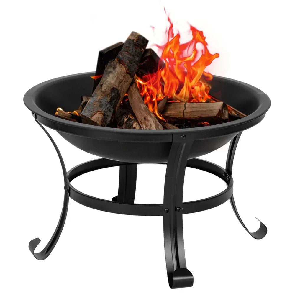 Iron Brazier Wood Burning Fire Pit Curved Feet Backyard Poolside