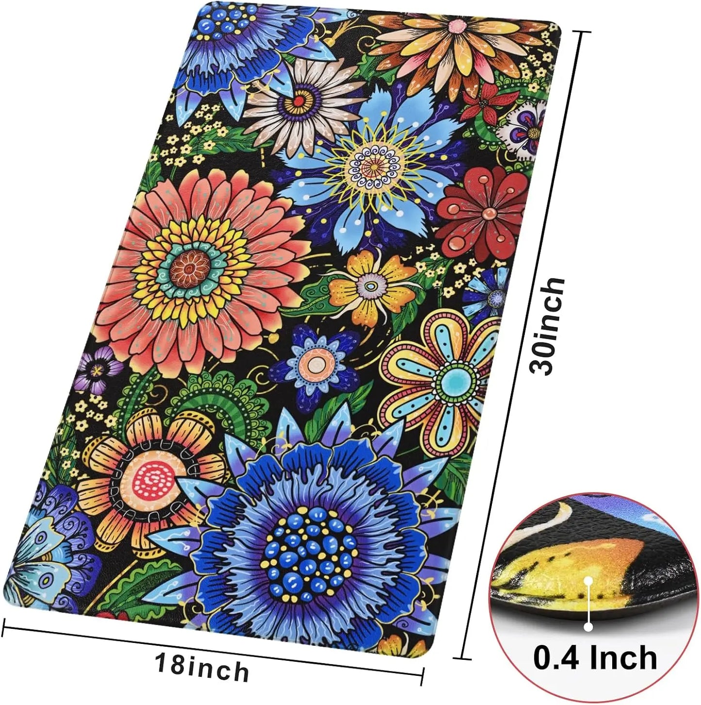 Floral Anti Fatigue Kitchen Mat Memory Foam Non Slip