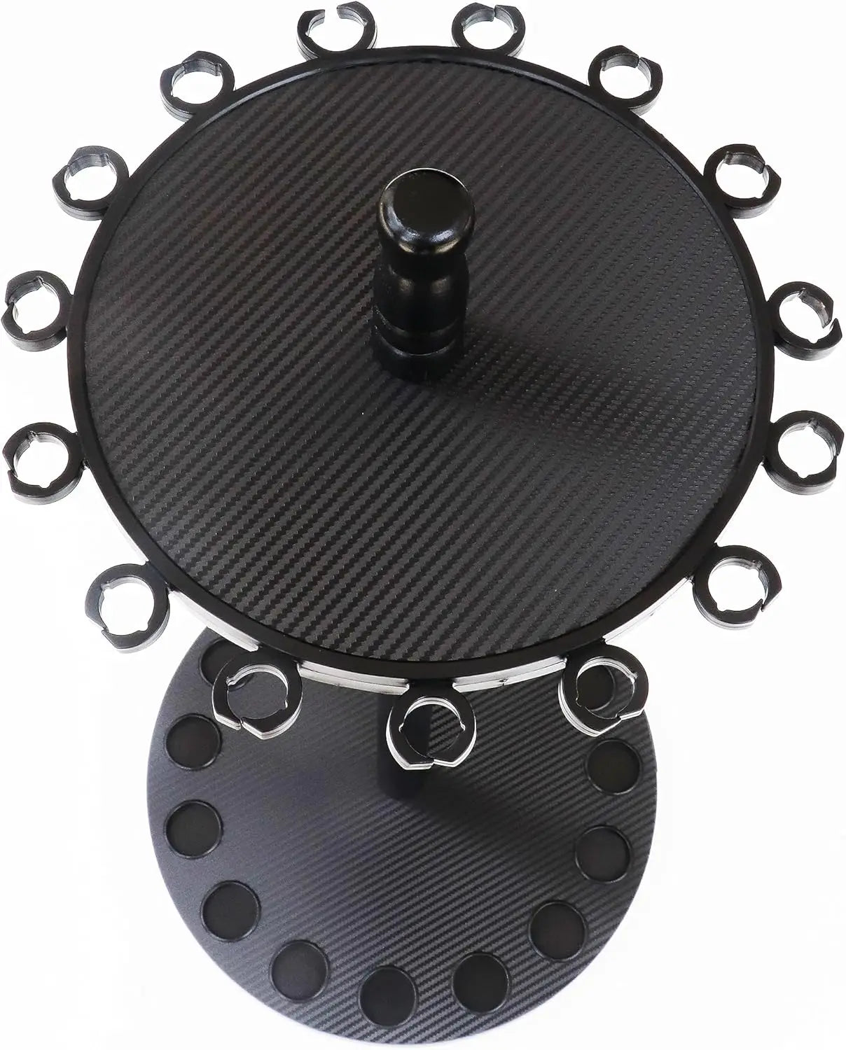 Round Fishing Rod Rack Holds 15 Rod and Reel Combos with Space-Saving Design for Garage Storage