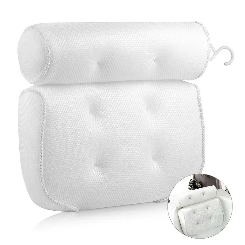Bath Pillow With 4D Air Mesh Back Support Bathtub Spa