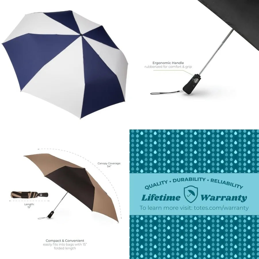 Folding Golf Umbrella Water Repellent Auto Open Close UV Protection