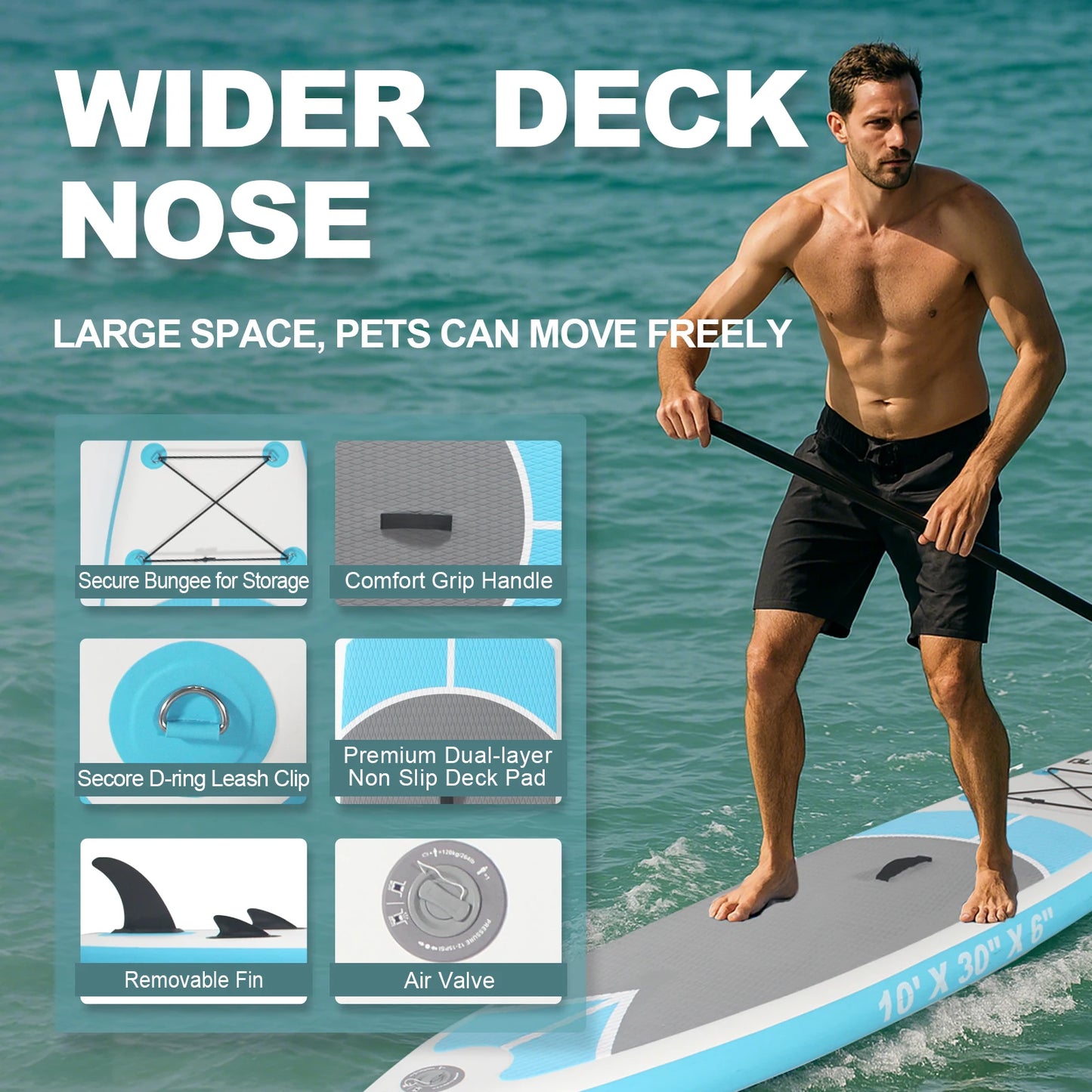 CADALENE Inflatable Stand Up Paddle Board For Adults Anti Slip EVA Deck