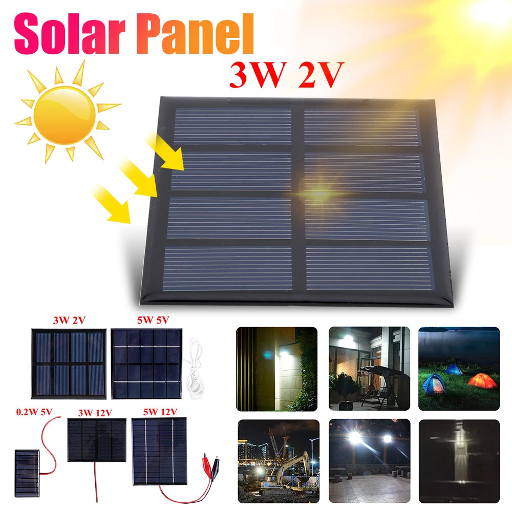 APWIKOGER Solar Panel 3W 5V Portable Charger Outdoor Use