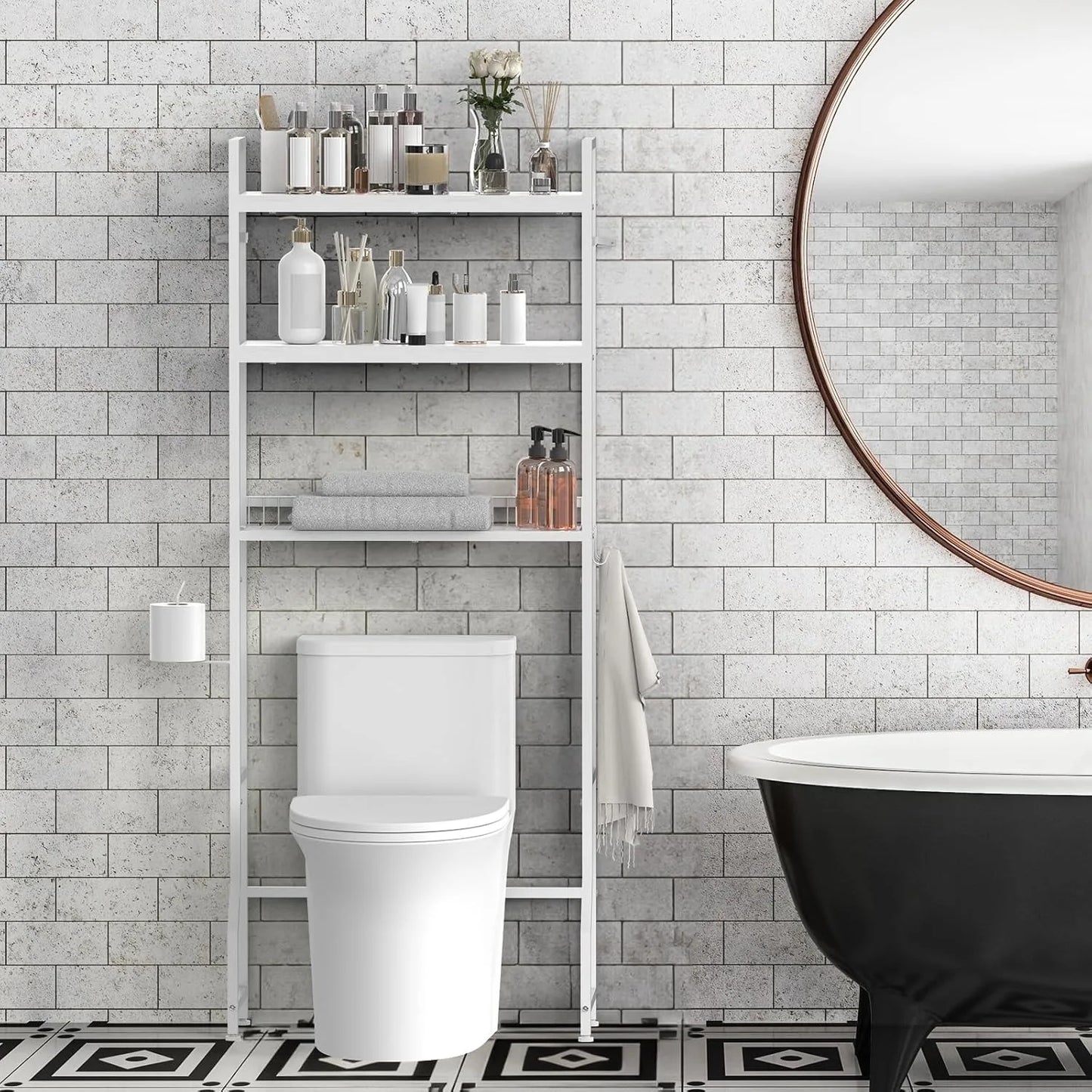 Three Tier Freestanding Over Toilet Storage Organizer For Bathrooms