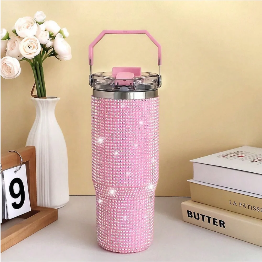 Diamond Finish Double Wall Vacuum Insulated Tumbler With Lid