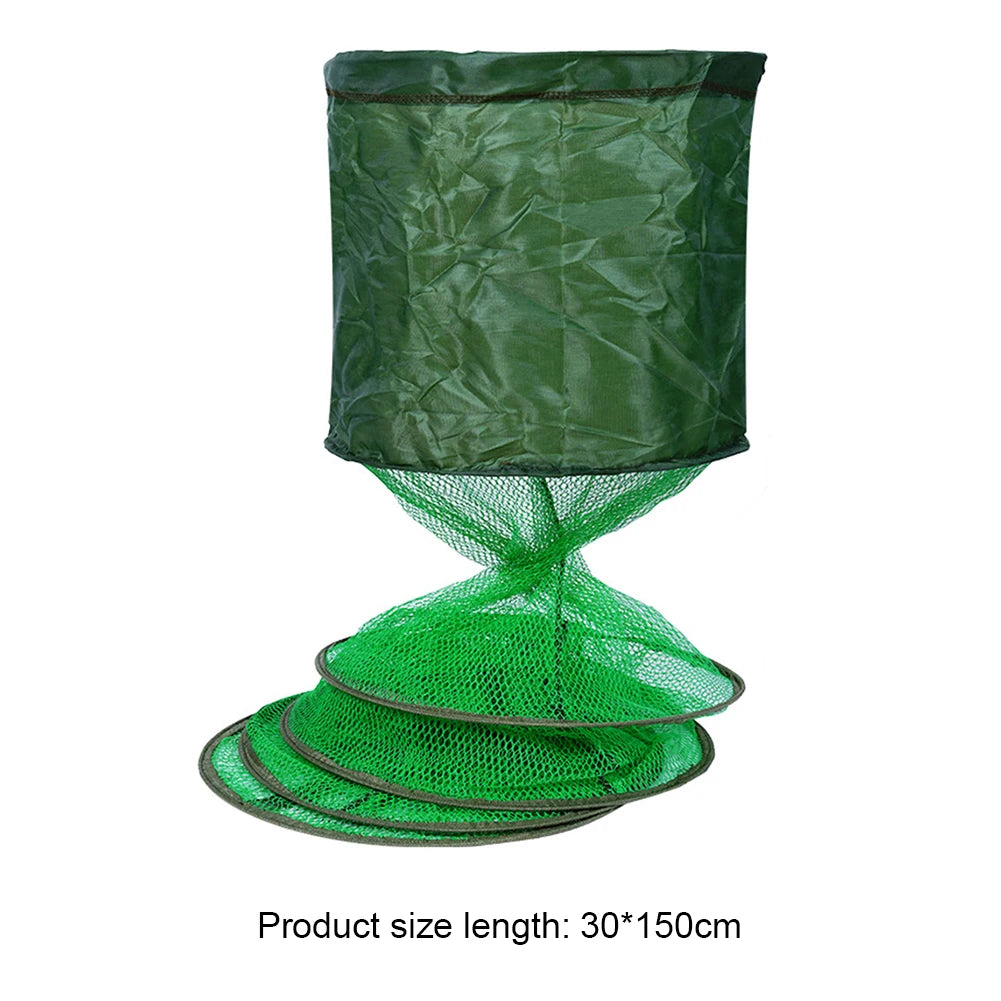 Portable Folding Fish Trap Net With Steel Ring Cage