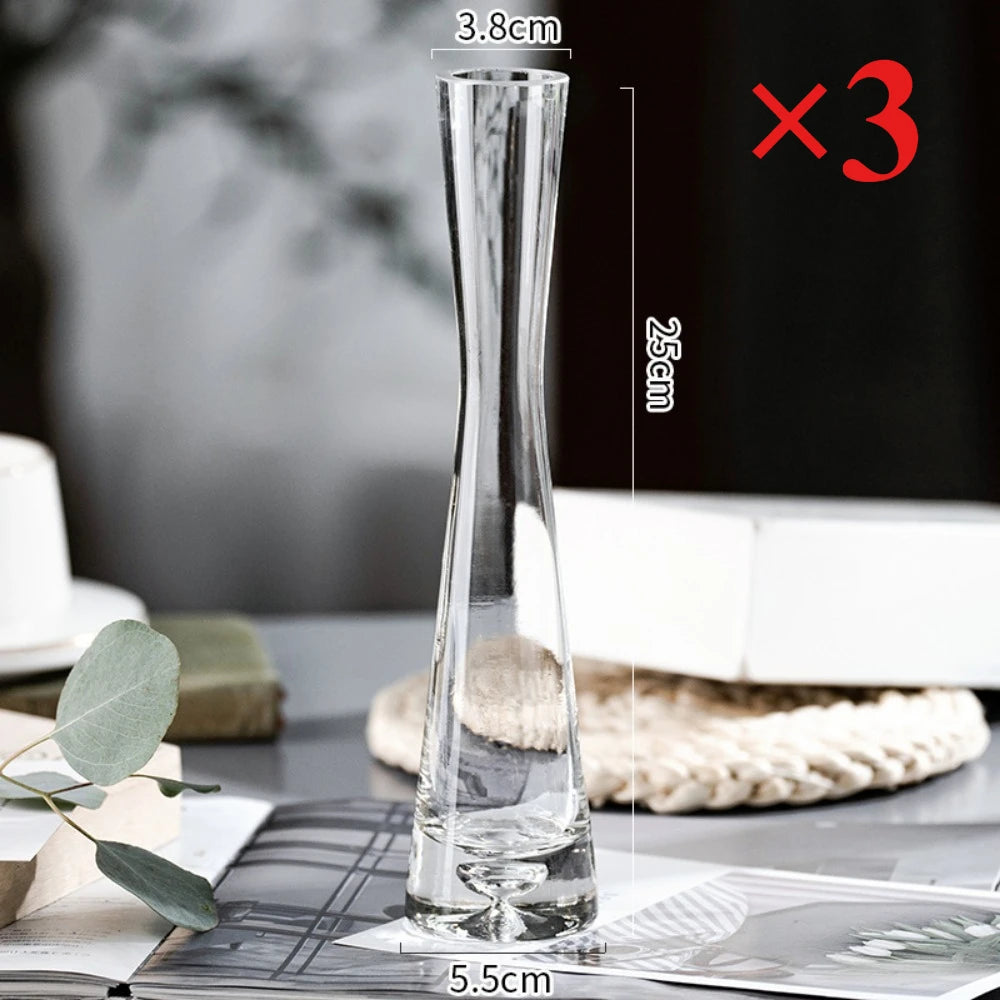 Clear Glass Slanted Mouth Vase For Modern European Home Decor
