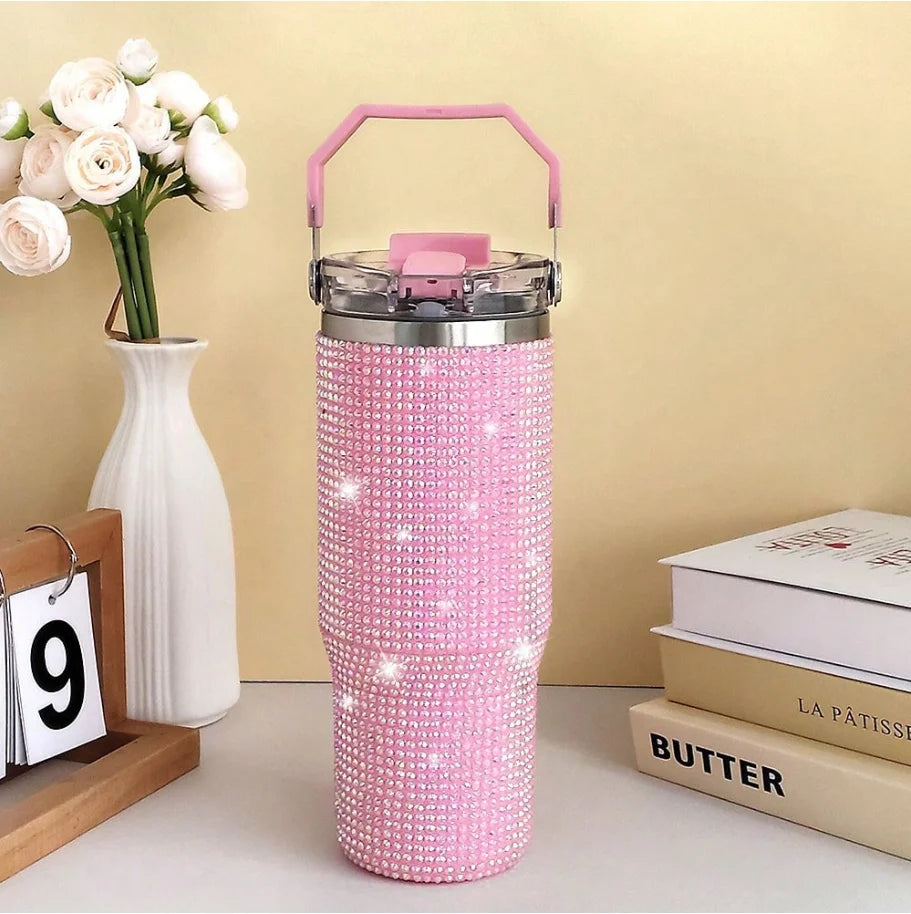Diamond Finish Double Wall Vacuum Insulated Tumbler With Lid